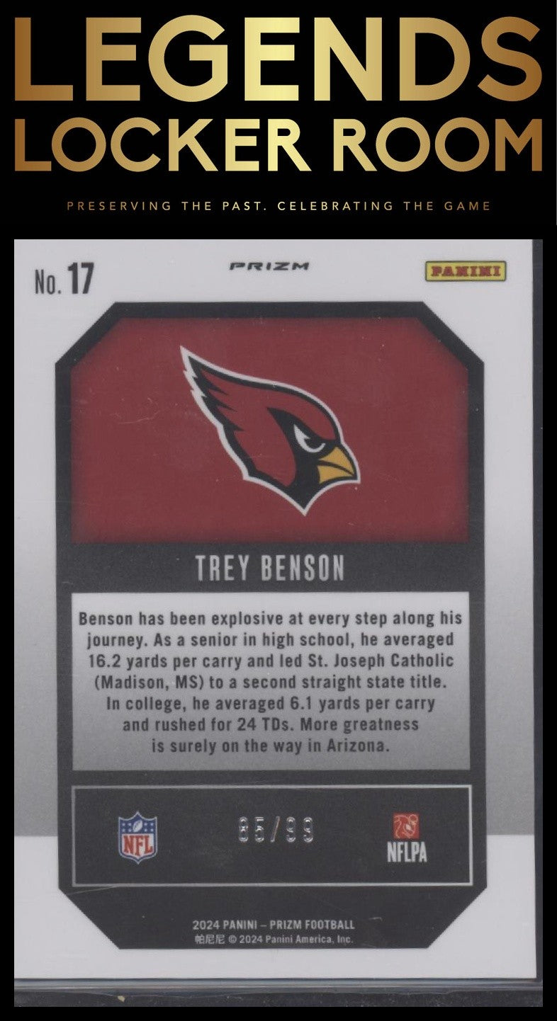 2024 Panini Prizm #17 Trey Benson Emergent Blue Ice Prizm #/99