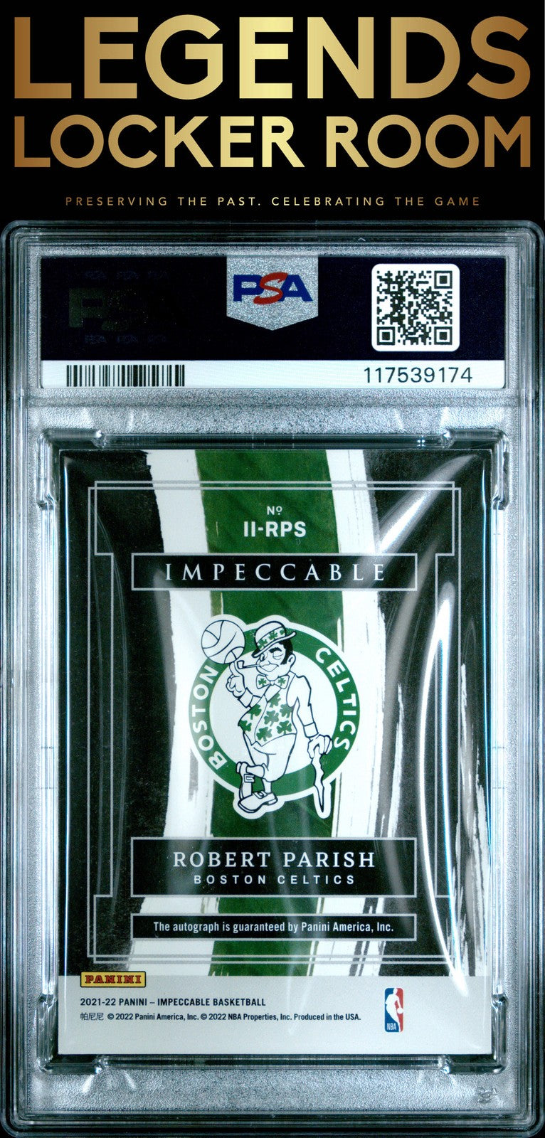 2021 Panini Impeccable Immortal Ink #IIRPS Robert Parish Immortal Ink PSA 7