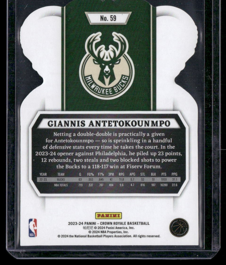 2023-24 Panini Crown Royale #59 Giannis Antetokounmpo Crystal