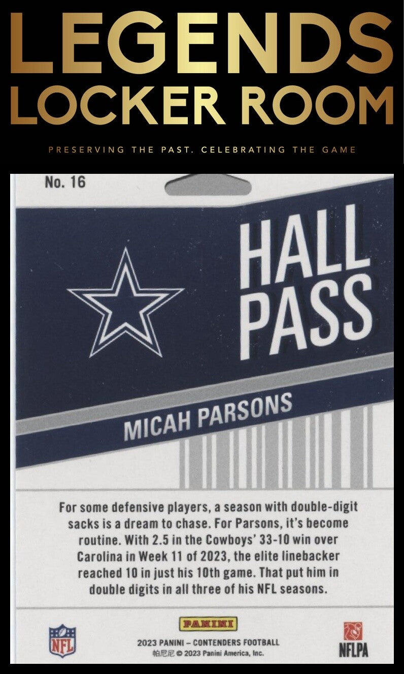2023 Panini Contenders #16 Micah Parsons Hall Pass