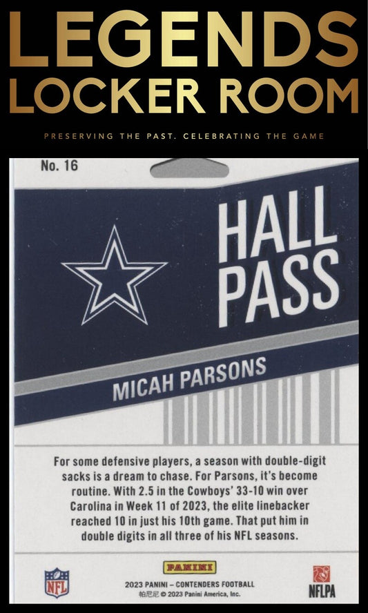 2023 Panini Contenders #16 Micah Parsons Hall Pass