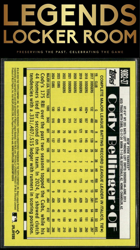 2025 Topps Cody Bellinger 1990 Topps Baseball 35th Anniversary