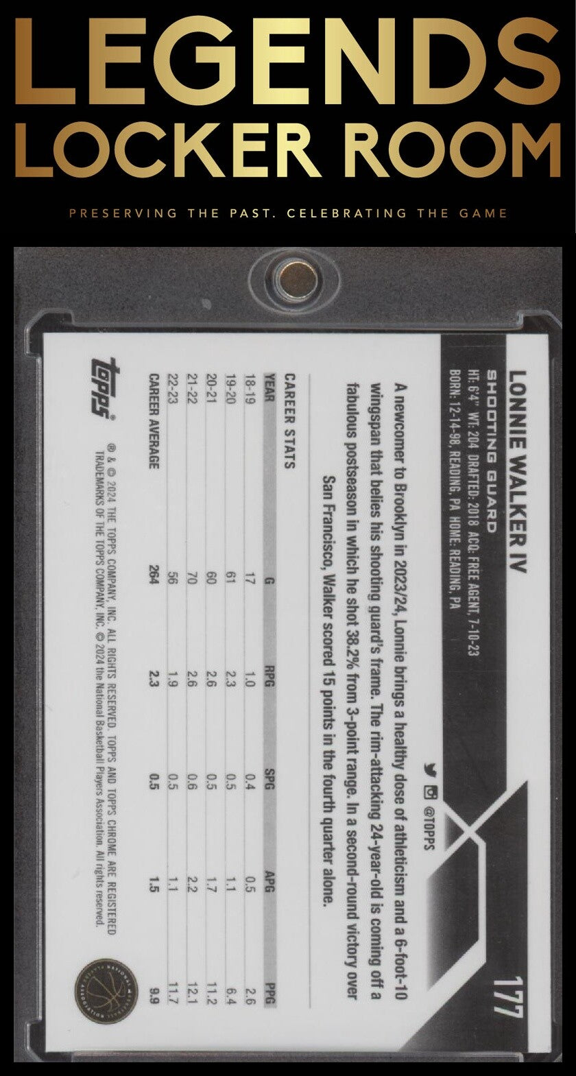 2023-24 Topps Chrome #177 Lonnie Walker IV Gold Refractors #/50