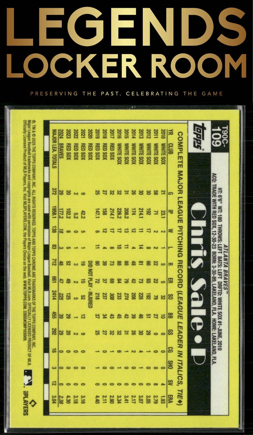 2025 Topps Chris Sale 1990 Topps Baseball 35th Anniversary Chrome Mojo