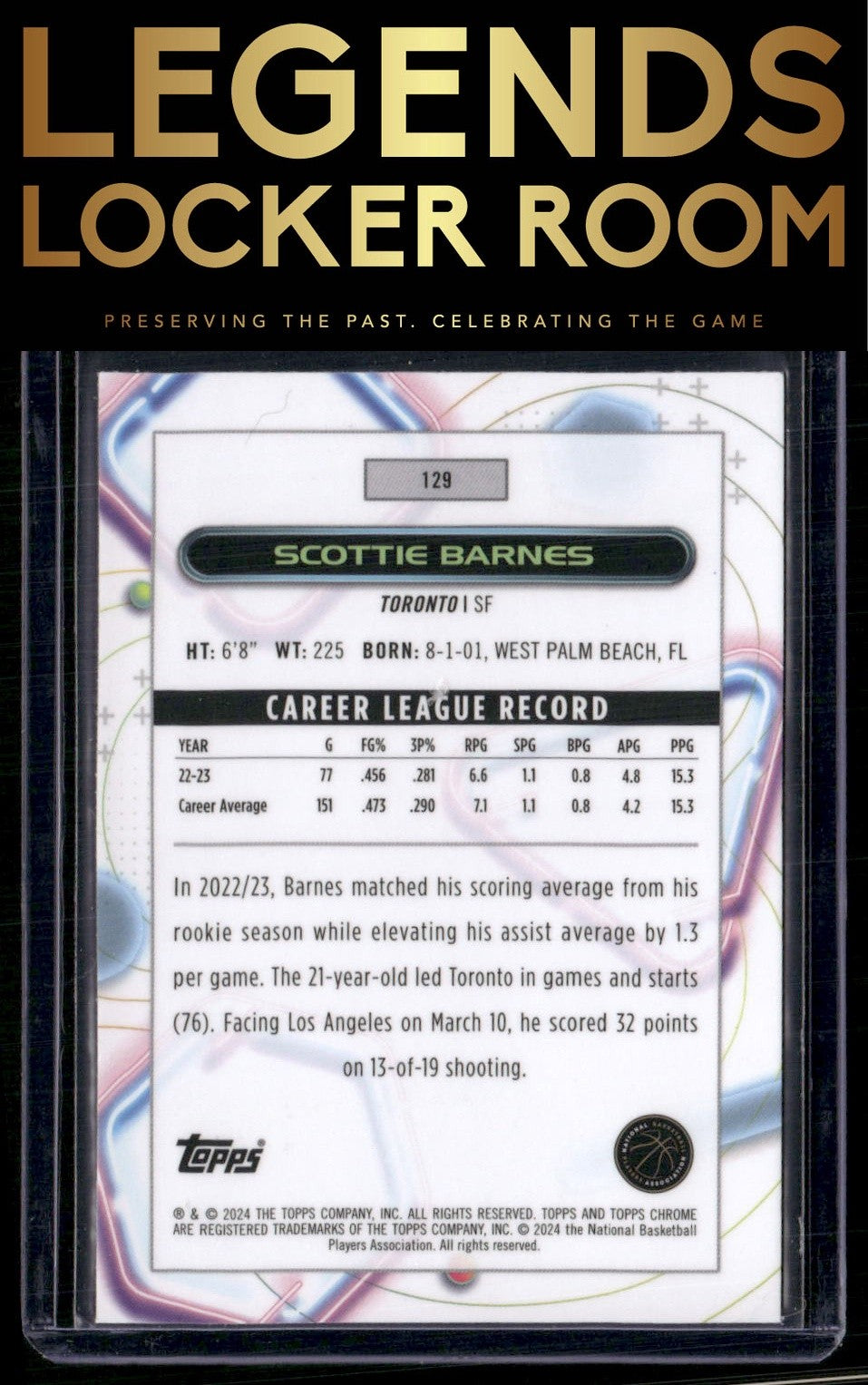 2023-24 Topps Chrome Cosmic #129 Scottie Barnes