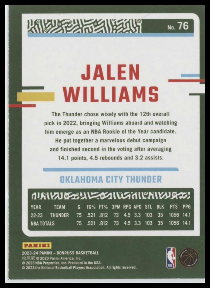 2023-24 Donruss #76 Jalen Williams