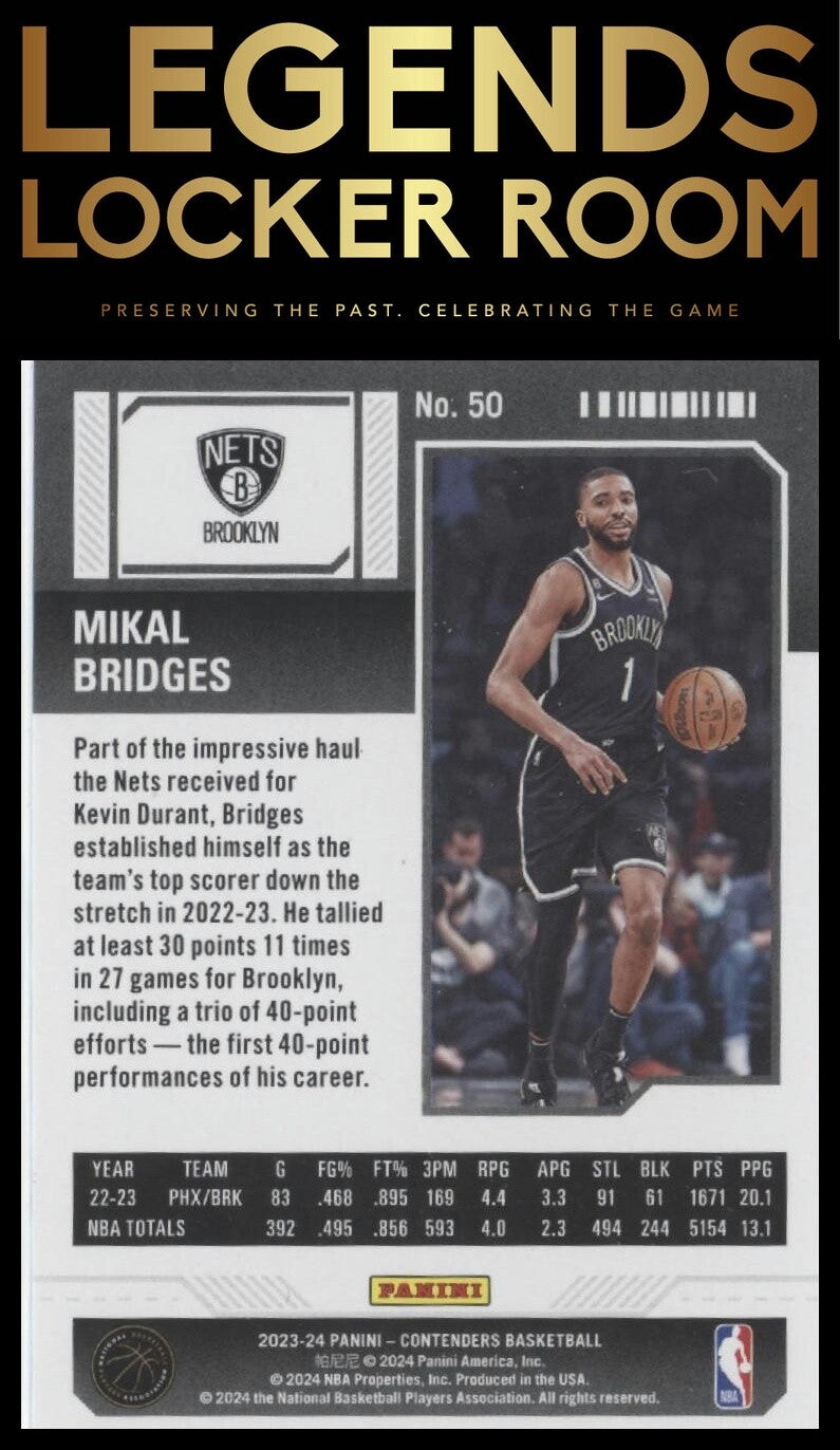 2023-24 Panini Contenders #50 Mikal Bridges
