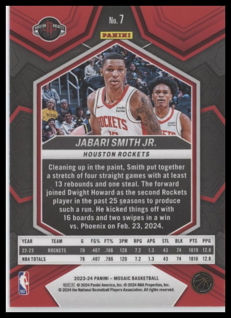 2023-24 Panini Mosaic #7 Jabari Smith Jr.