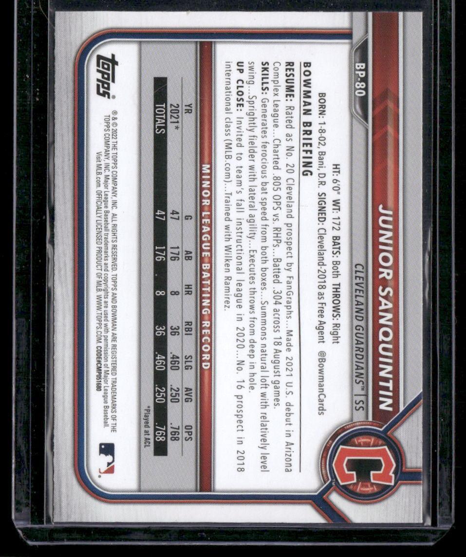 2022 Bowman 1st Edition #BP-80 Junior Sanquintin