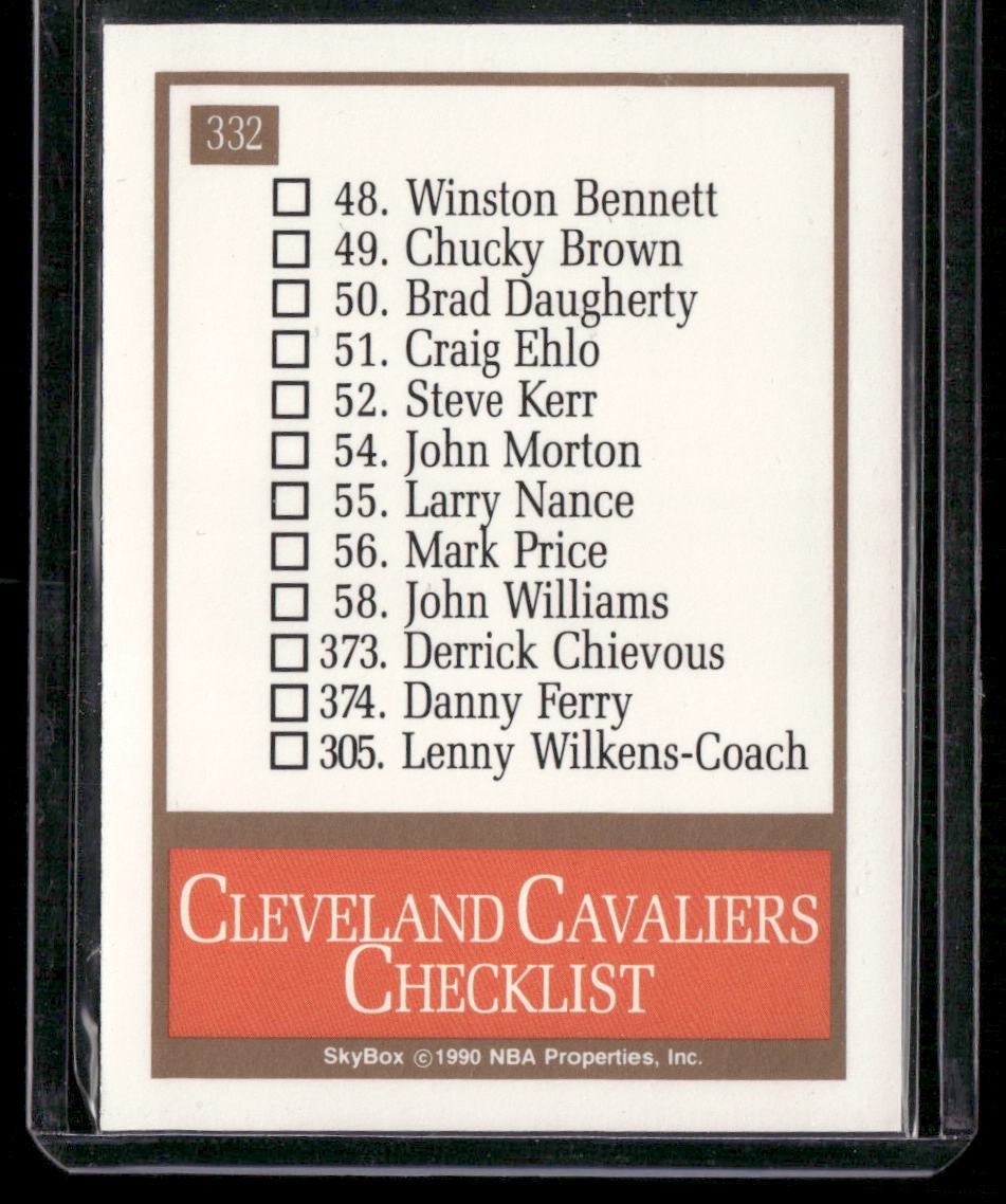 1990-91 SkyBox #332 Cleveland Cavaliers Logo/Checklist