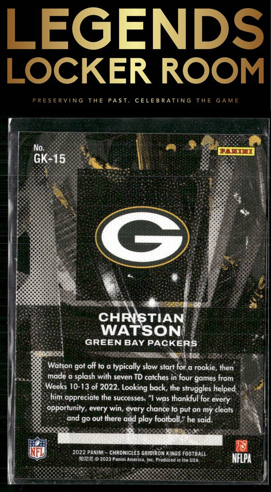 2022 Panini Chronicles #GK-15 Christian Watson Gridiron Kings Pink