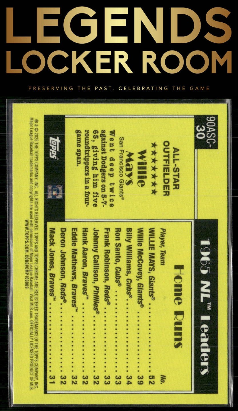 2025 Topps Willie Mays 1990 Topps Baseball 35th Chrome All-Stars Mojo