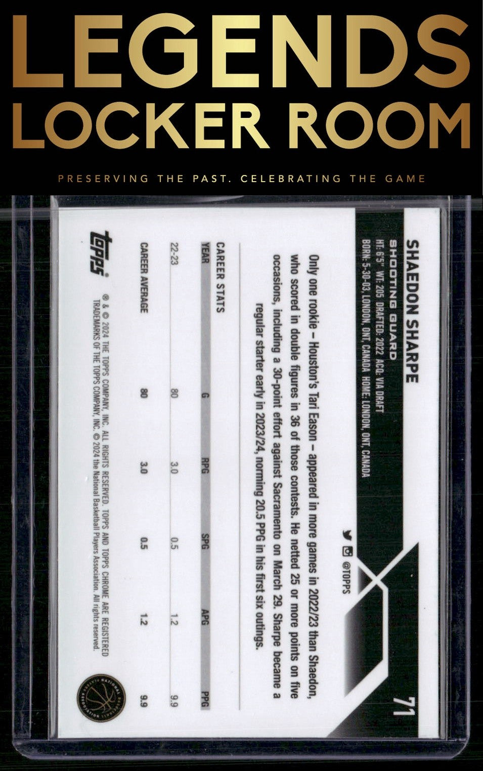 2023-24 Topps Chrome Sapphire Edition #71 Shaedon Sharpe