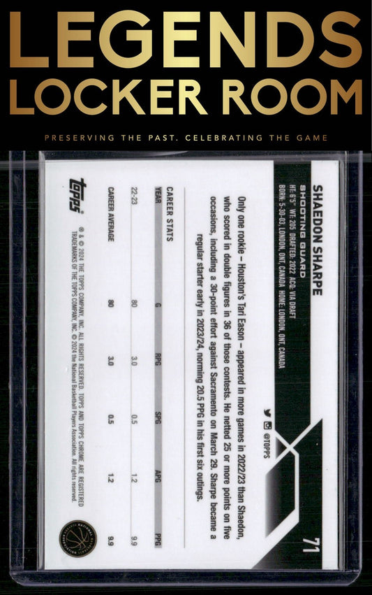2023-24 Topps Chrome Sapphire Edition #71 Shaedon Sharpe