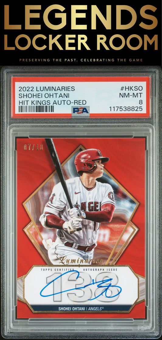2022 Topps Luminaries Hit Kings Auto Shohei Ohtani Hit Kings Auto-Red PSA 8 /10