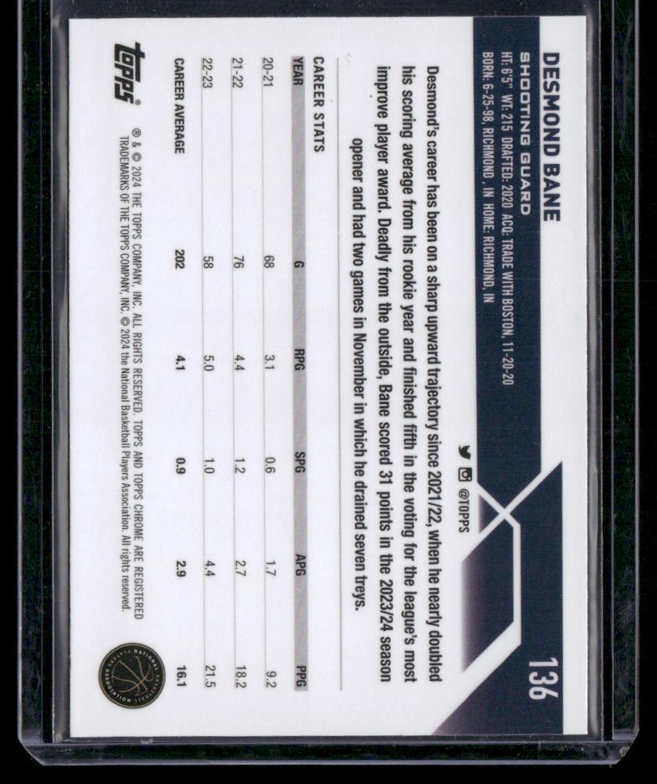 2023-24 Topps Chrome #136 Desmond Bane