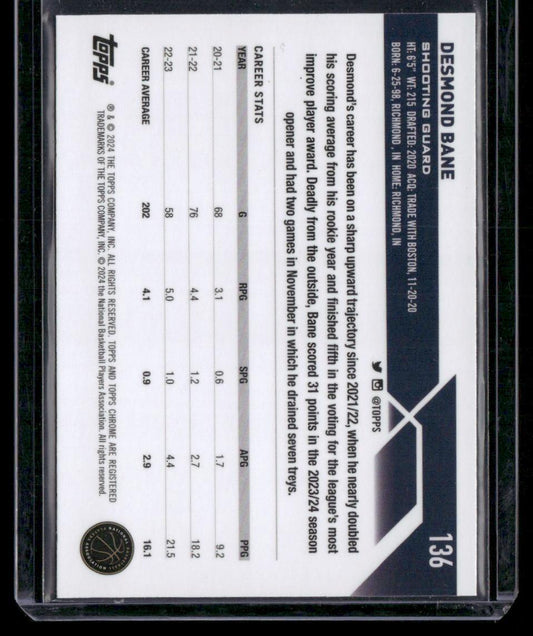 2023-24 Topps Chrome #136 Desmond Bane