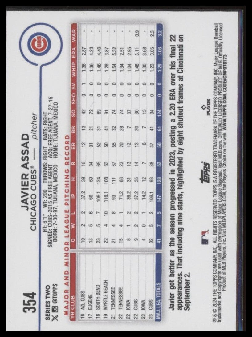 2024 Topps #354 Javier Assad
