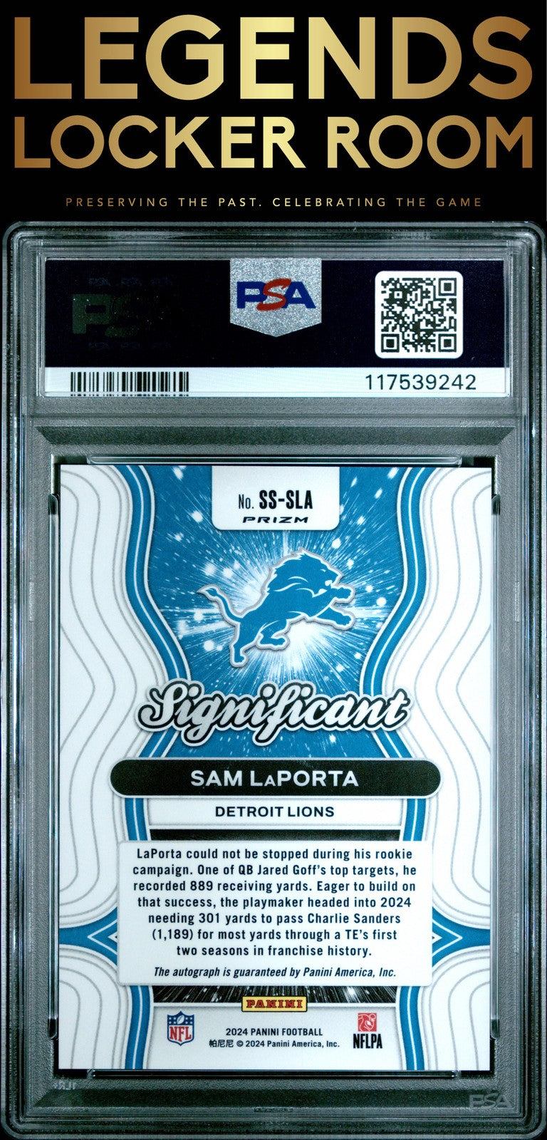 2024 Panini Prizm Significant Signatures #SSSLA Sam Laporta PSA 10