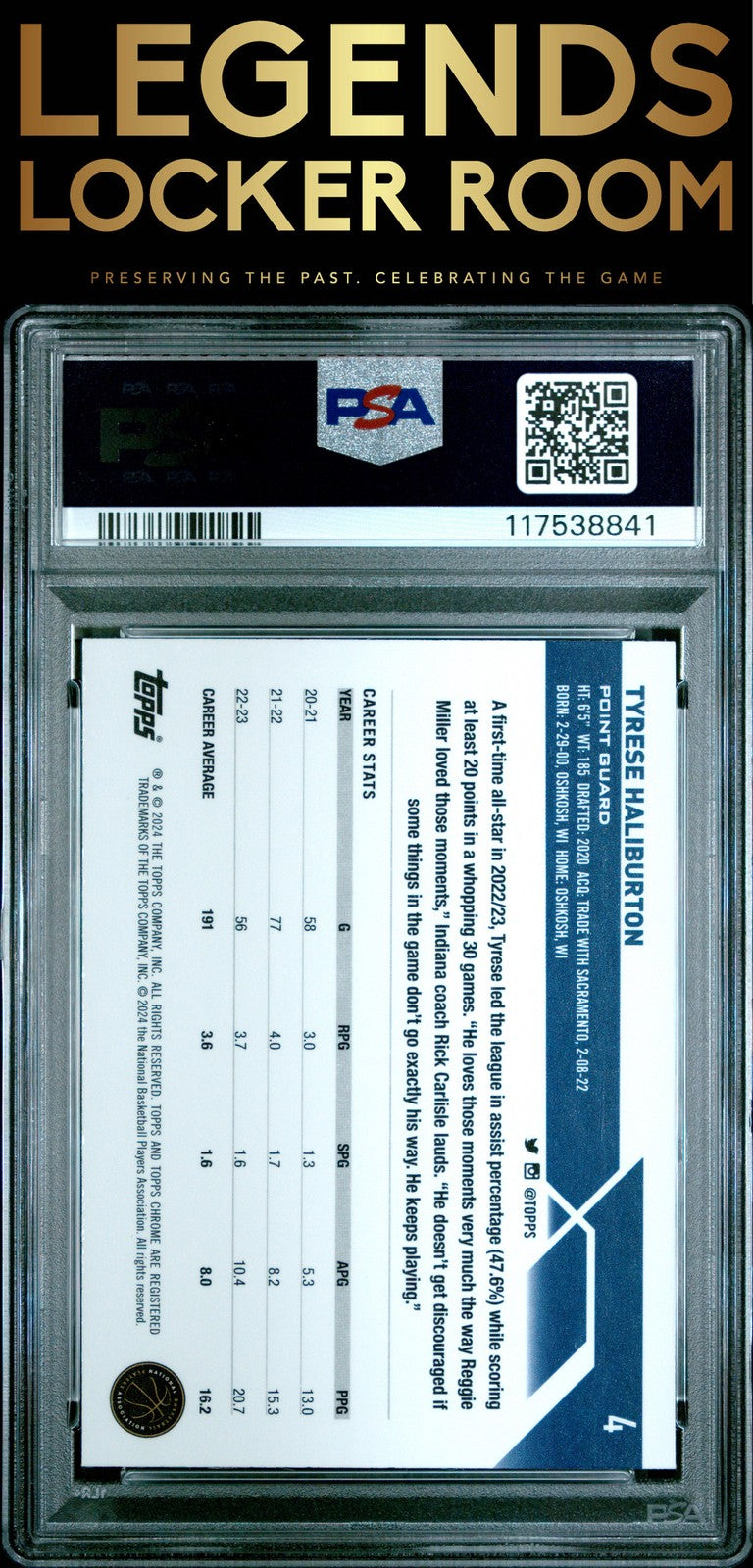 2023 Topps Chrome Tyrese Haliburton Gold Geometric /50 PSA 10
