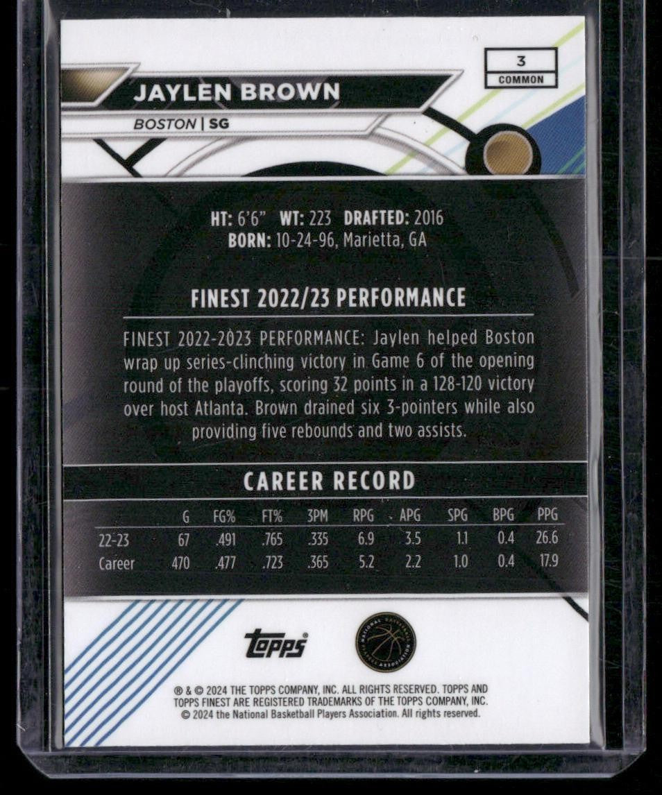 2023-24 Finest #3 Jaylen Brown Gold Geometric Refractors #/50