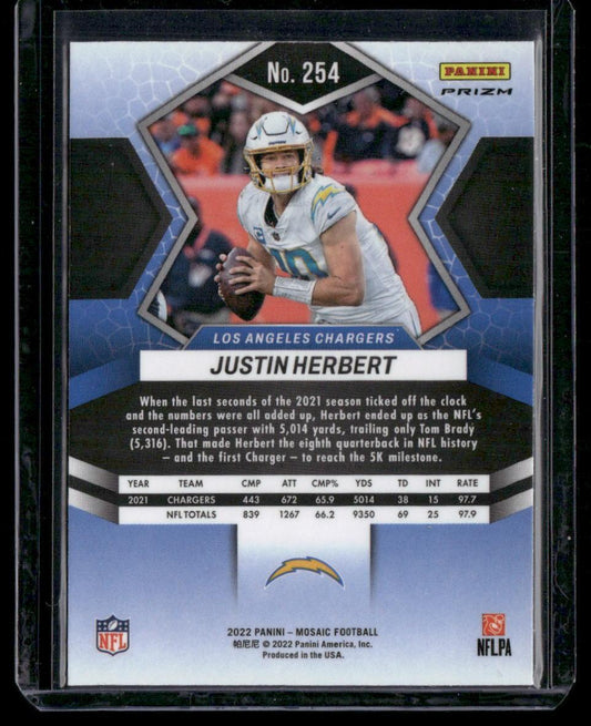 2022 Panini Mosaic #254 Justin Herbert Mosaic Reactive Orange