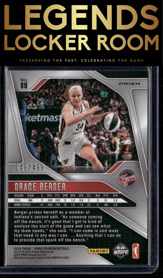 2024 Panini Prizm WNBA #89 Grace Berger Pulsar Prizms #/499