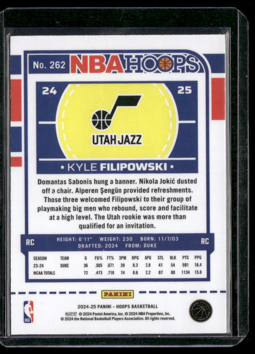 2024-25 Hoops #262 Kyle Filipowski Premium Prizms Silver