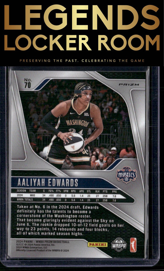 2024 Panini Prizm WNBA #70 Aaliyah Edwards Silver Prizms