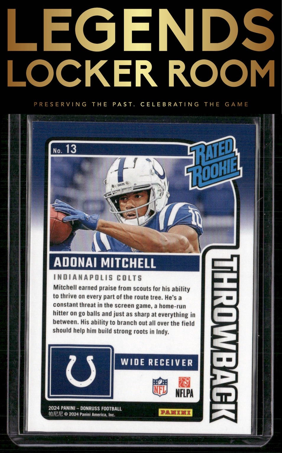 2024 Donruss #13 Adonai Mitchell Rated Rookies Throwback
