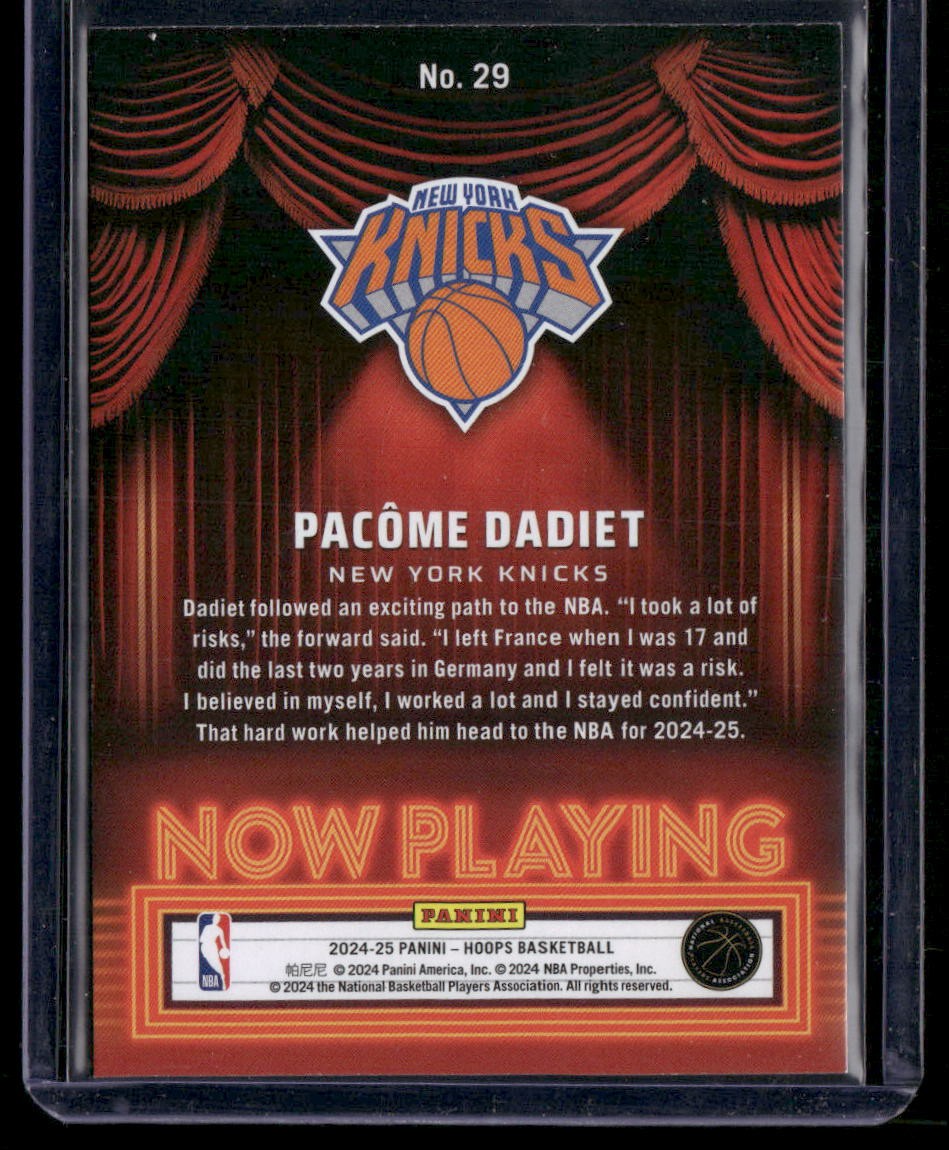 2024-25 Hoops #29 Pacome Dadiet Now Playing