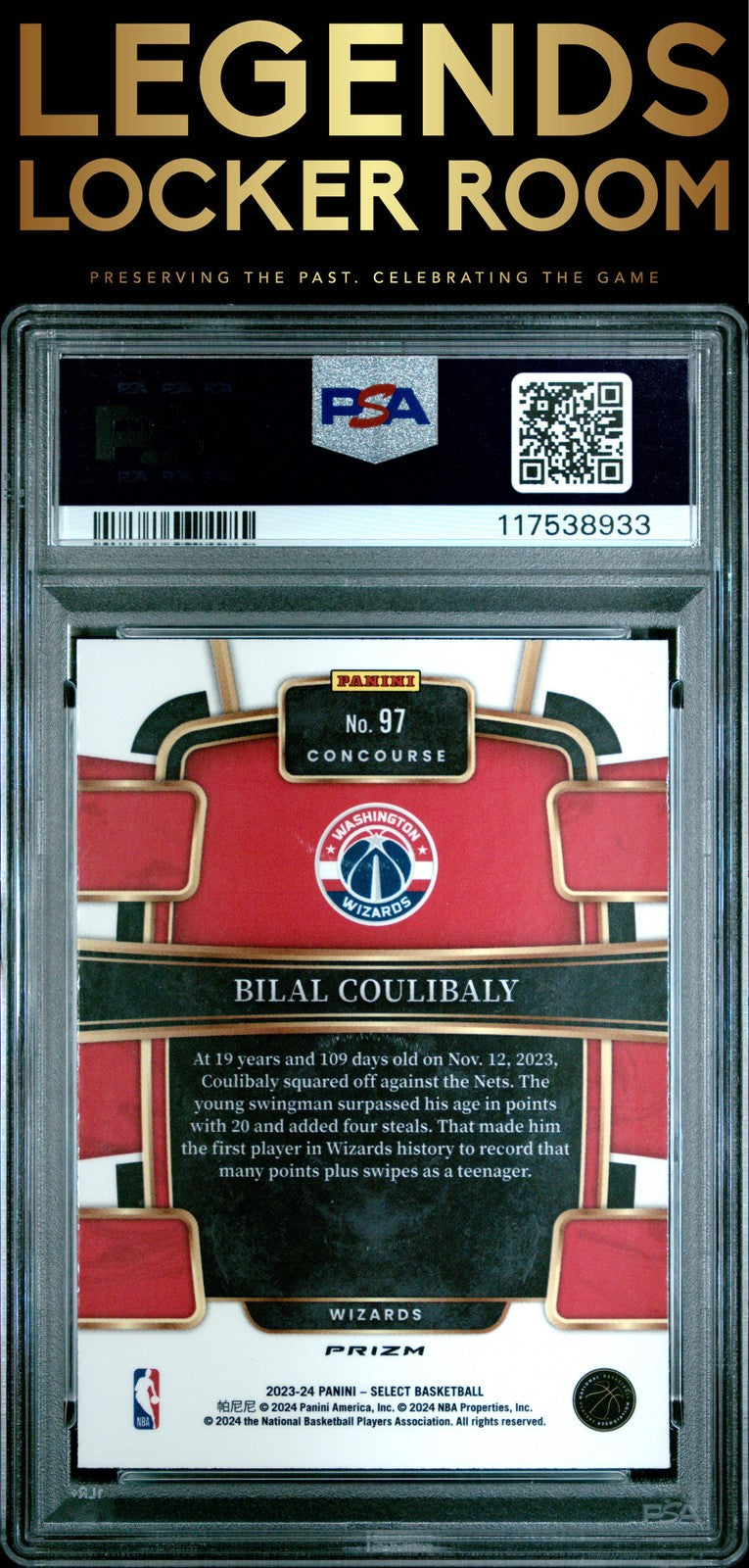 2023 Panini Select #97 Bilal Coulibaly Elephant Prizm PSA 10