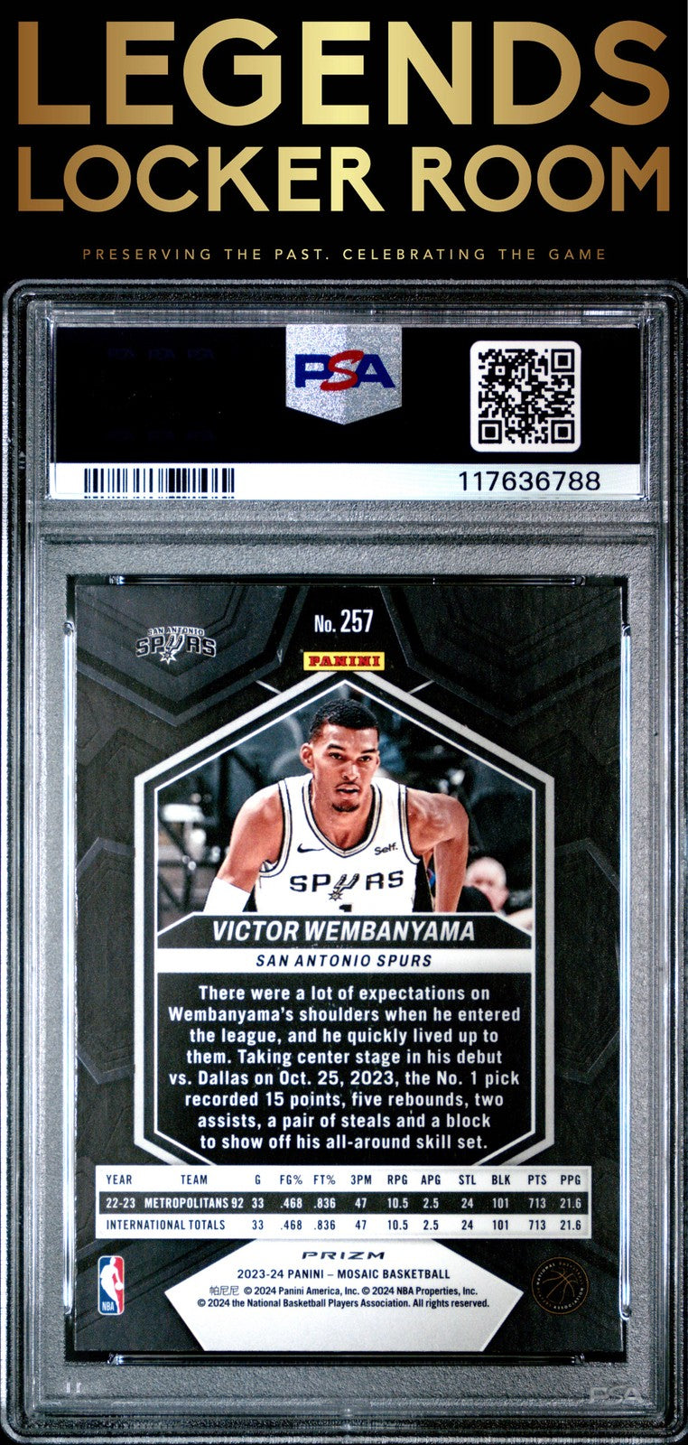 2023 Panini Mosaic #257 Victor Wembanyama Genesis PSA 9