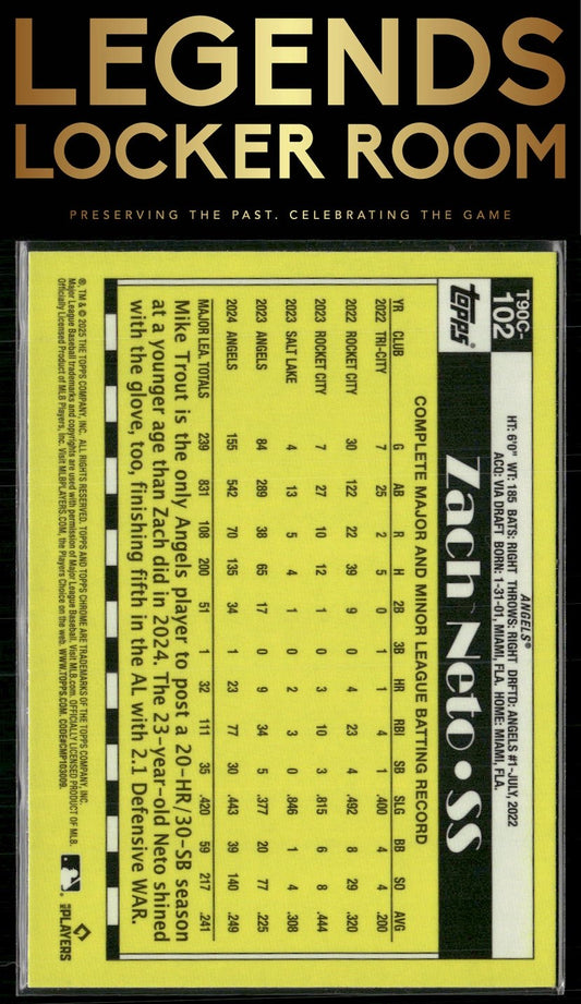 2025 Topps Zach Neto 1990 Topps Baseball 35th Anniversary Chrome Mojo