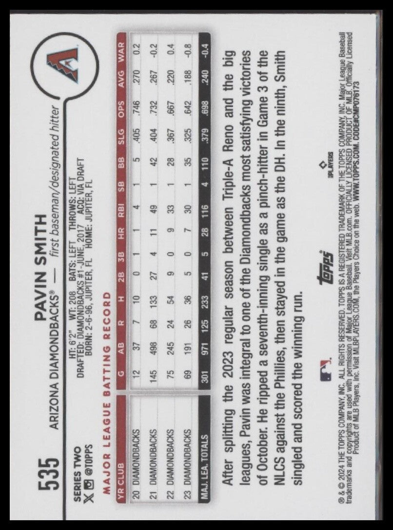 2024 Topps #535 Pavin Smith