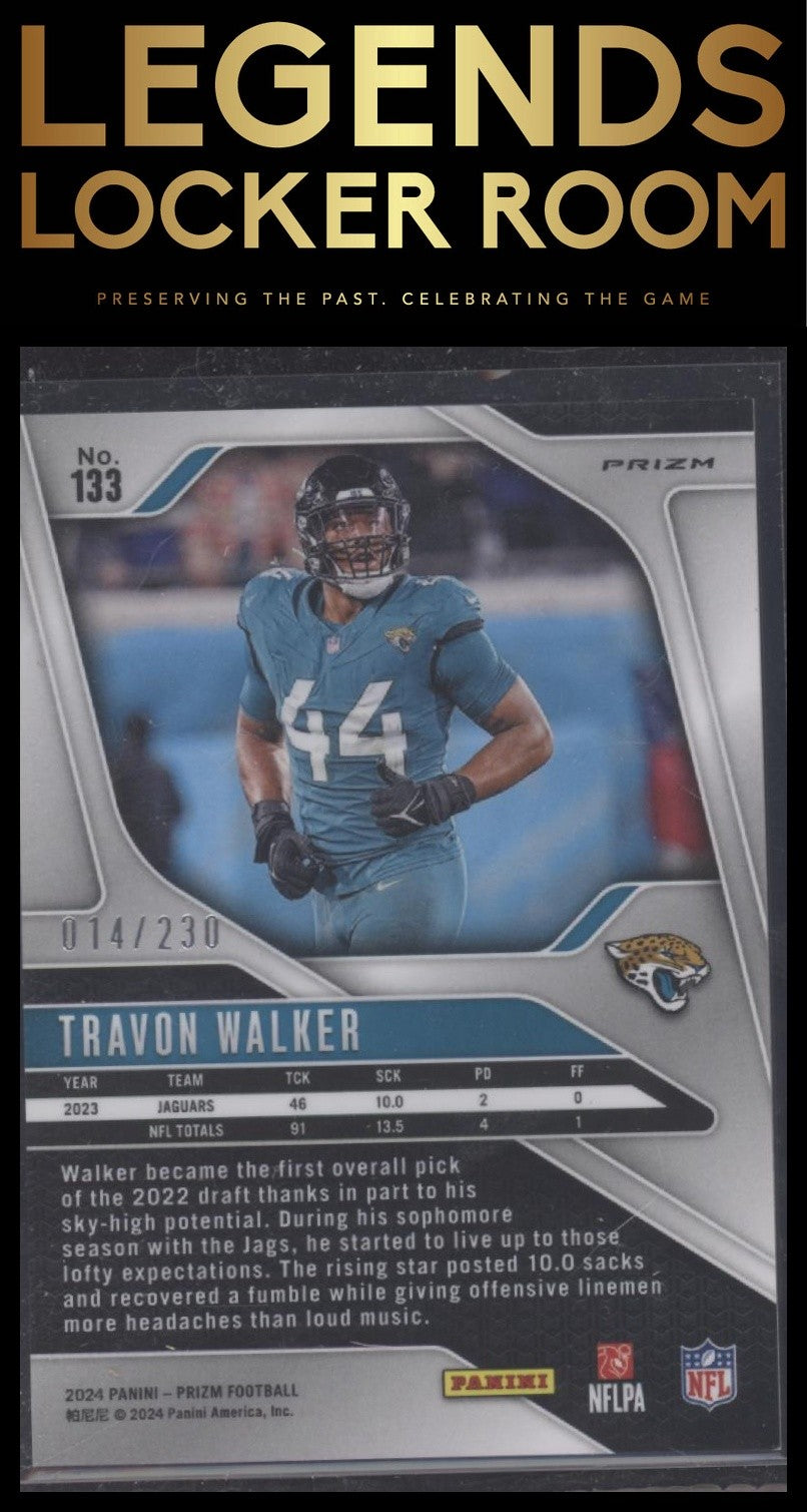 2024 Panini Prizm #133 Travon Walker Blue Wave #/230