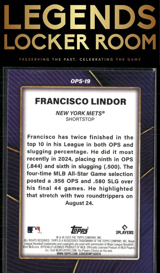 2025 Topps #OPS-19 Francisco Lindor OPS Leaders