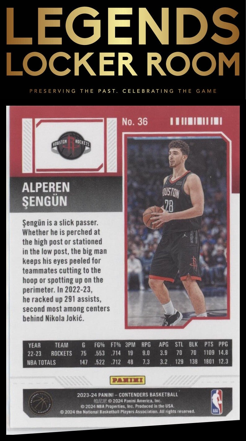 2023-24 Panini Contenders #36 Alperen Sengun Season Ticket Retail