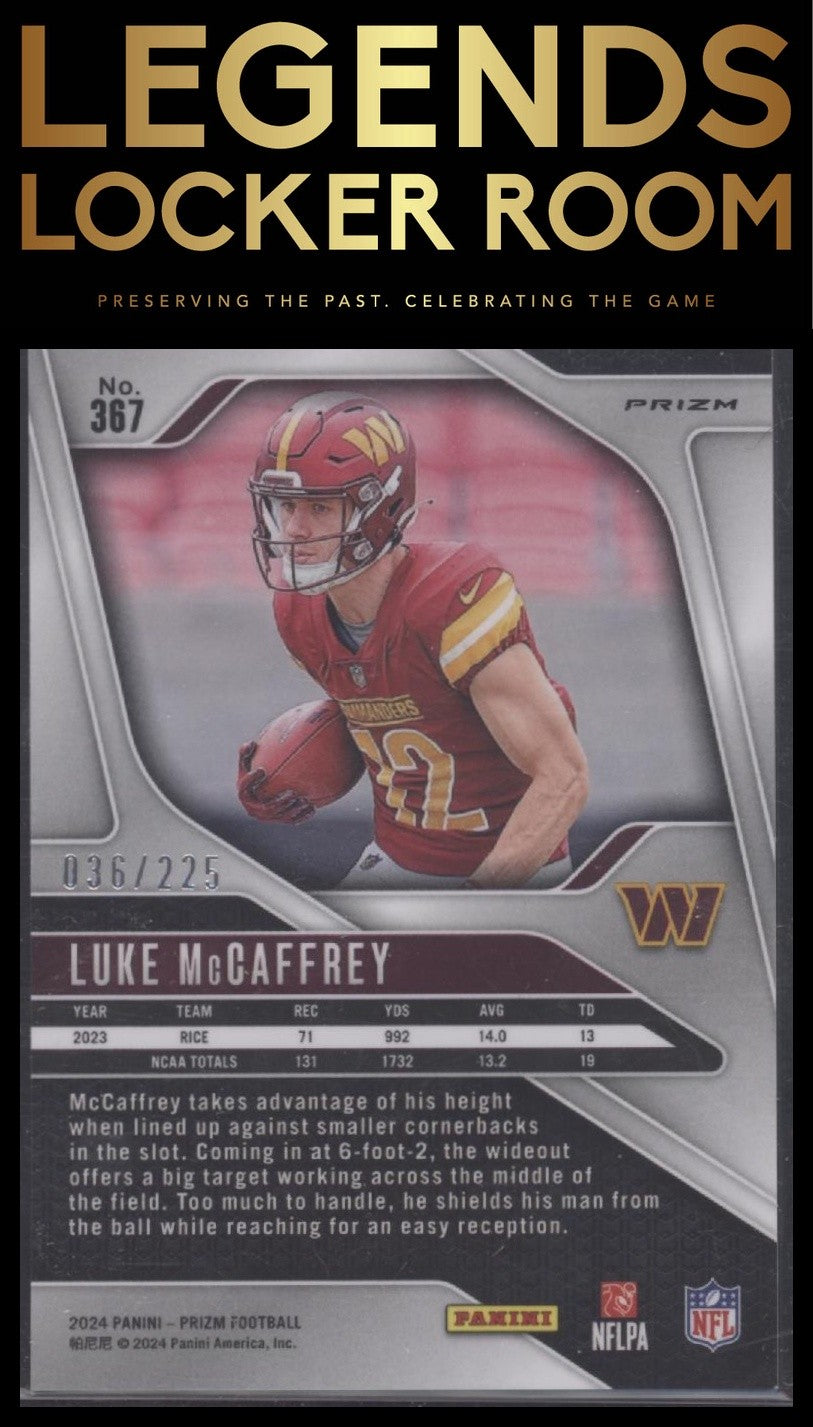 2024 Panini Prizm #367 Luke McCaffrey Purple Ice #/225