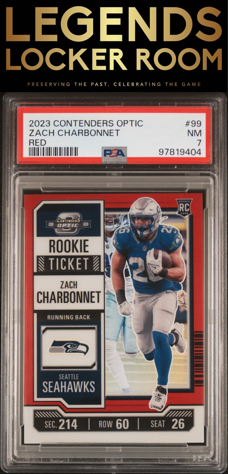 2023 Panini Contenders Optic #99 Zach Charbonnet Red PSA 7