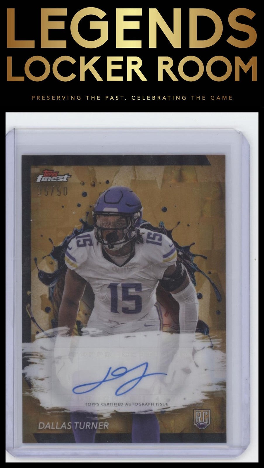 2024 Finest #RFA-DT Dallas Turner Rookie Finest Autographs Gold Refractor #/50