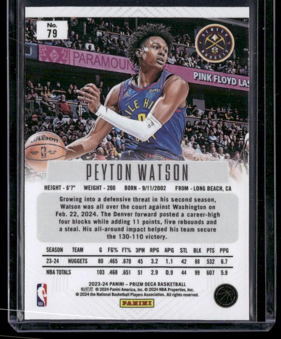 2023-24 Panini Prizm Deca #79 Peyton Watson