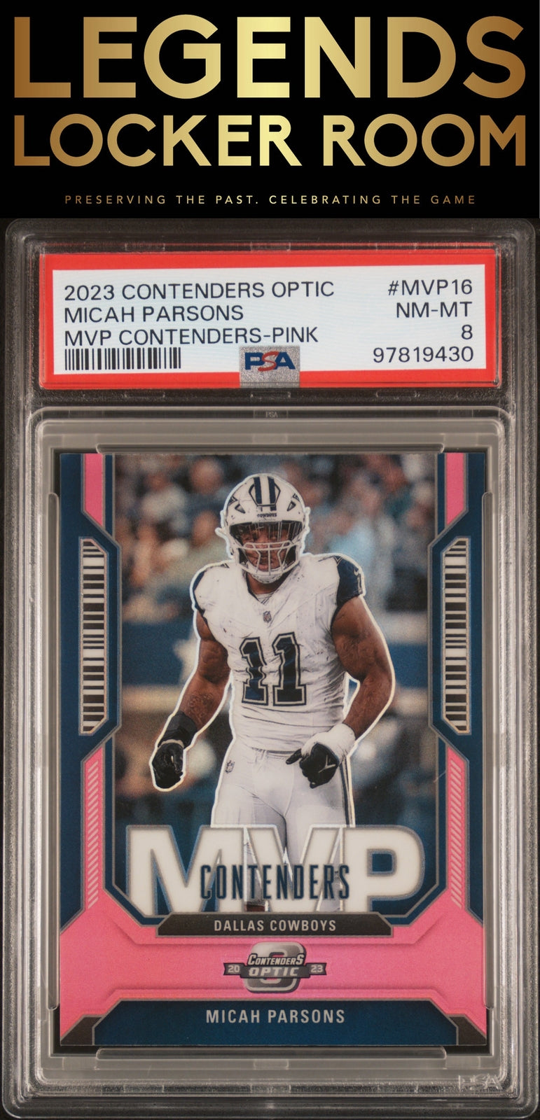2023 Panini Contenders Optic Mvp Micah Parsons Pink PSA 8