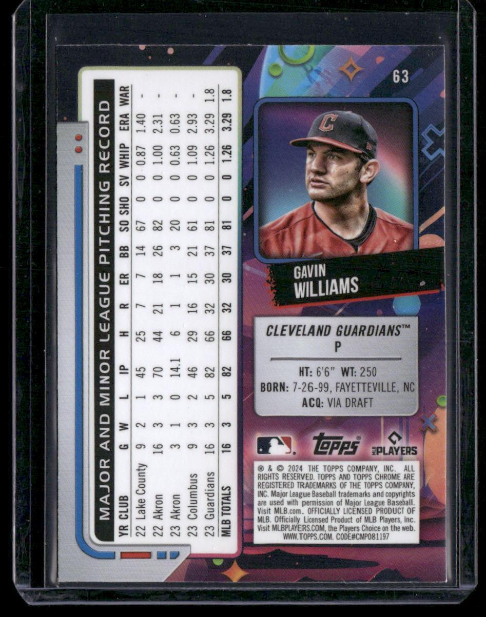 2024 Topps Chrome Cosmic #63 Gavin Williams