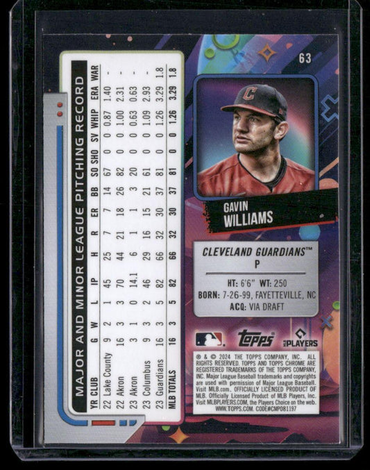 2024 Topps Chrome Cosmic #63 Gavin Williams