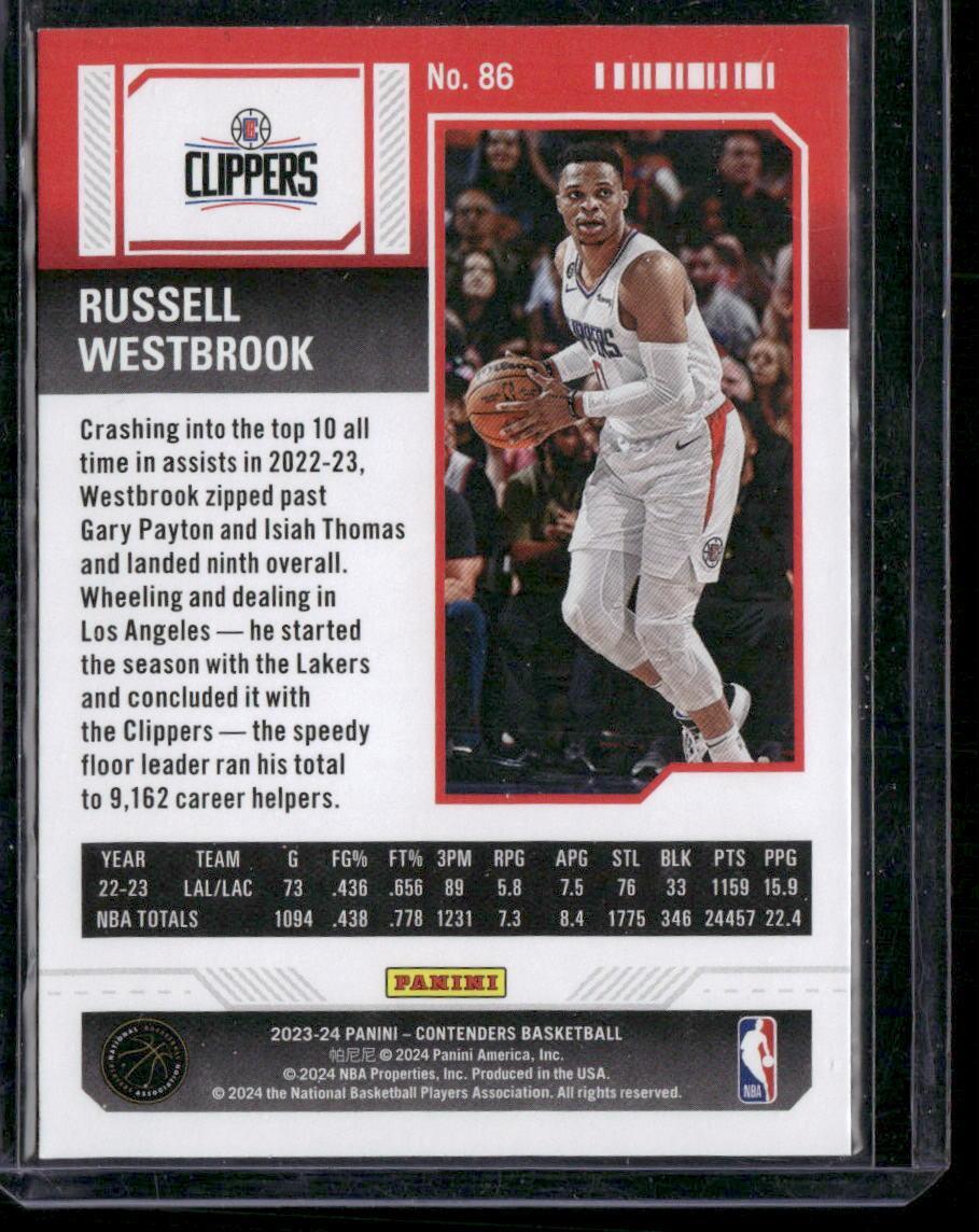 2023-24 Panini Contenders #86 Russell Westbrook Game Ticket Bronze