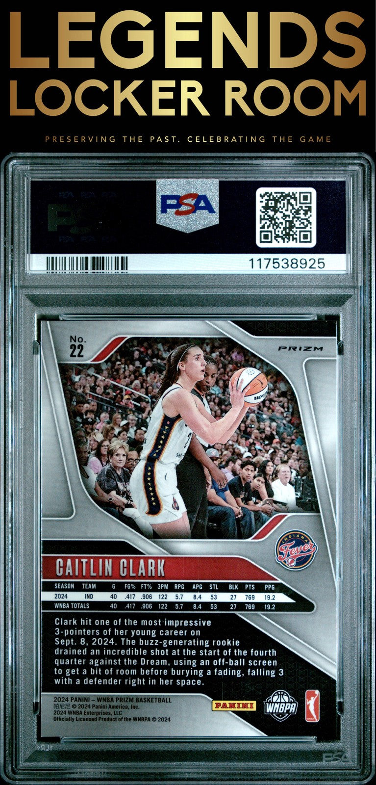 2024 Panini Prizm Wnba #22 Caitlin Clark Silver Prizm PSA 8