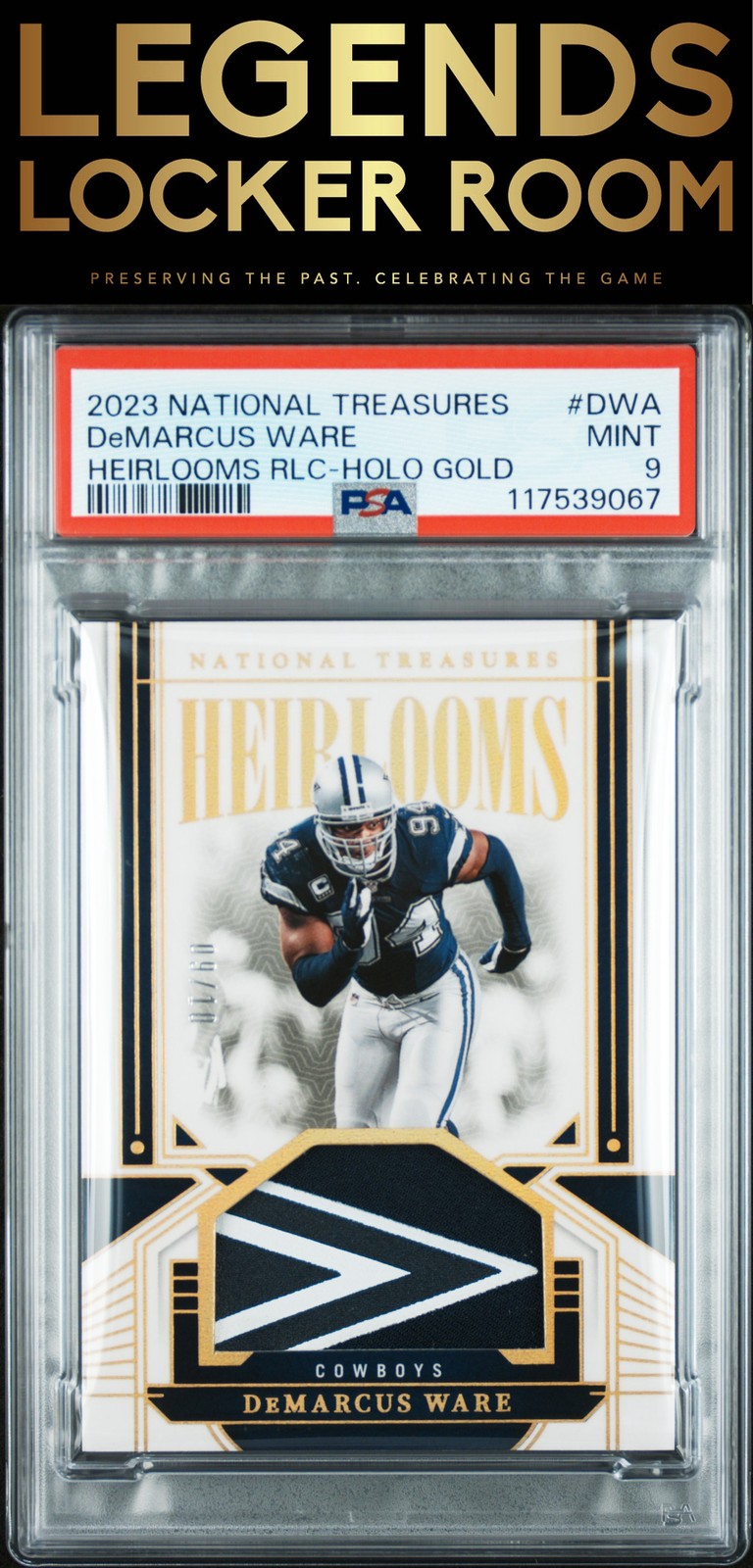 2023 Panini National Treasures Heirlooms Demarcus Ware Gold /10 PSA 9