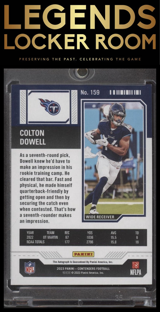 2023 Panini Contenders #159 Colton Dowell Playoff Ticket #/149 Autograph