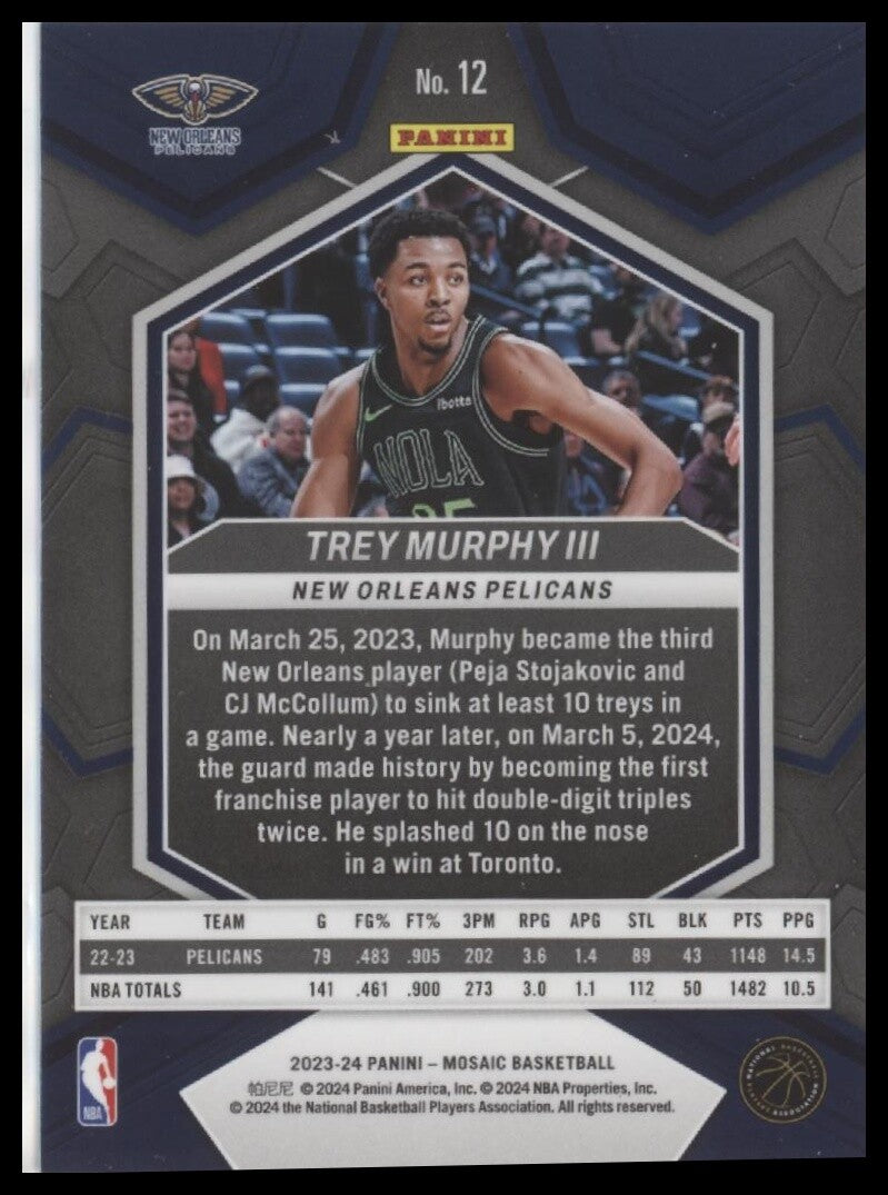 2023-24 Panini Mosaic #12 Trey Murphy III